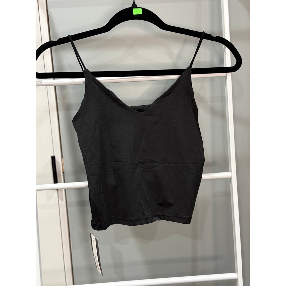Amiliashp Black V-Neck Spaghetti Strap Camisole Crop Top S NWT 90s Minimalist